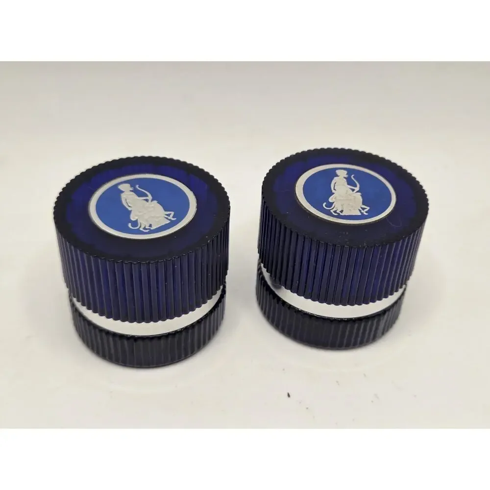 Lot Of 2 Moonwind Cobalt Blue Cream Sachet Vintage Jar by Avon. EMPTY